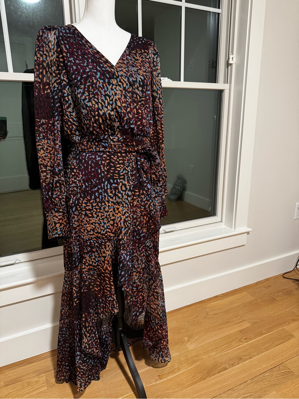 Express Metallic Clip Dot Hi-Lo Maxi Dress - Large - Like New